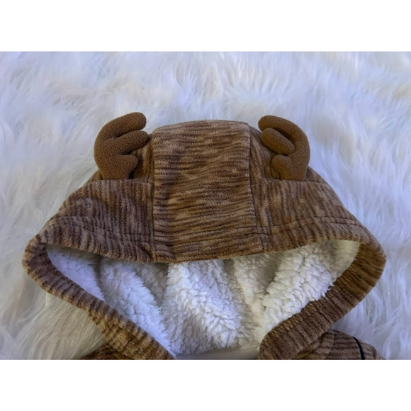 Carter's Just One You Reindeer Fleece Hooded Romper Brown Christmas 3 Months - Picture 2 of 9